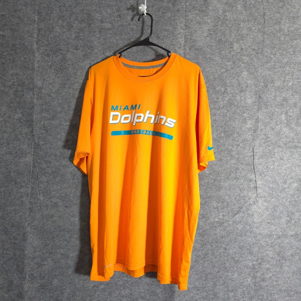 Miami‎ Dolphins Nike Dri-Fit Football NFL T-Shirt Mens Orange XL Football Sports